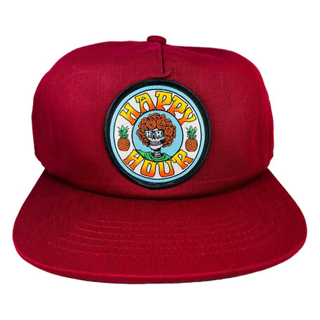 Happy Hour Skull & Roses Hat Burgundy