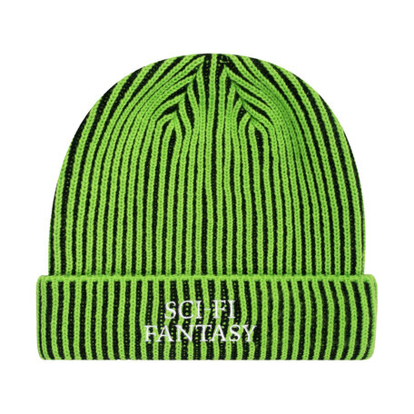 Sci-Fi Fantasy Mixed Yarn Logo Beanie Lime/Black
