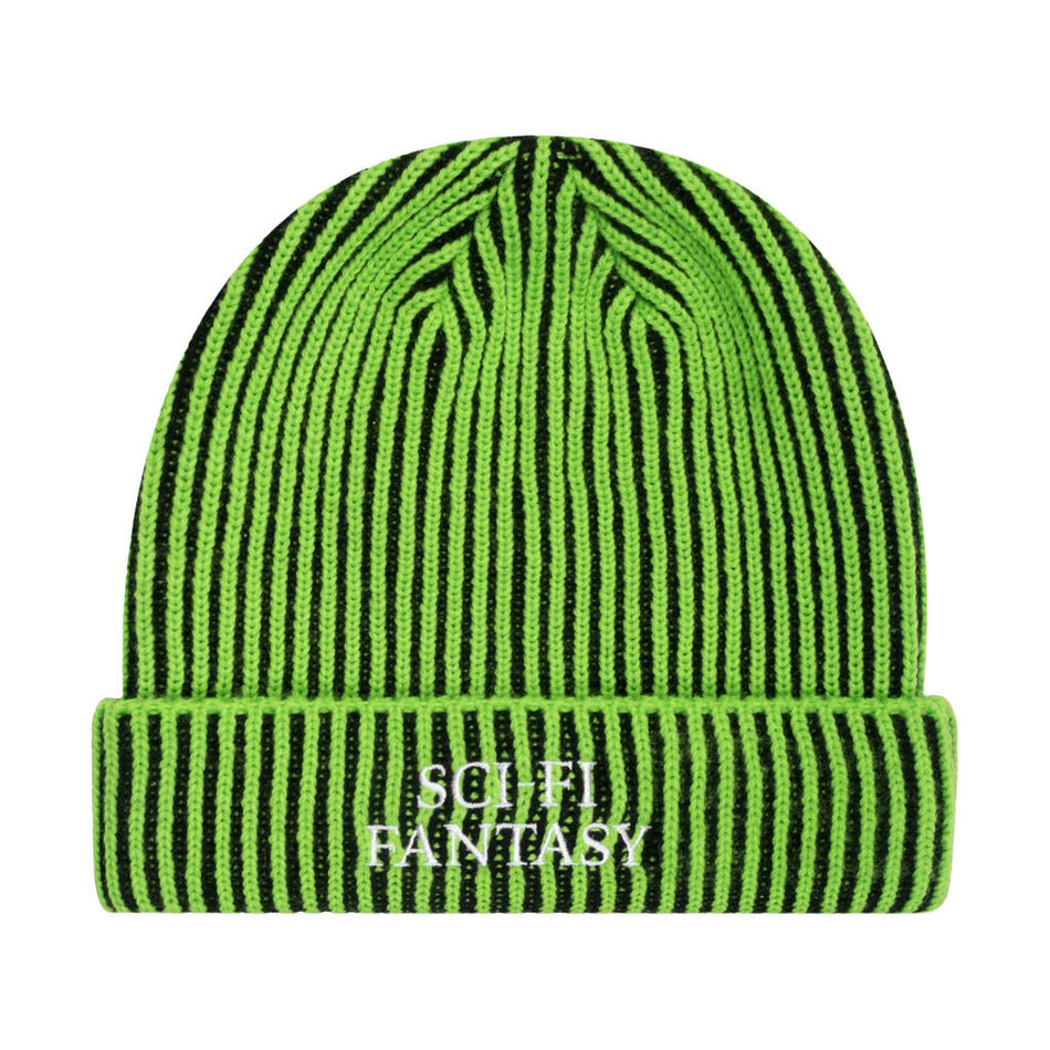 Sci-Fi Fantasy Mixed Yarn Logo Beanie Lime/Black