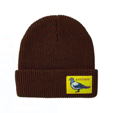 Anti-Hero Lil Pigeon Label Cuff Beanie Brown/Yellow