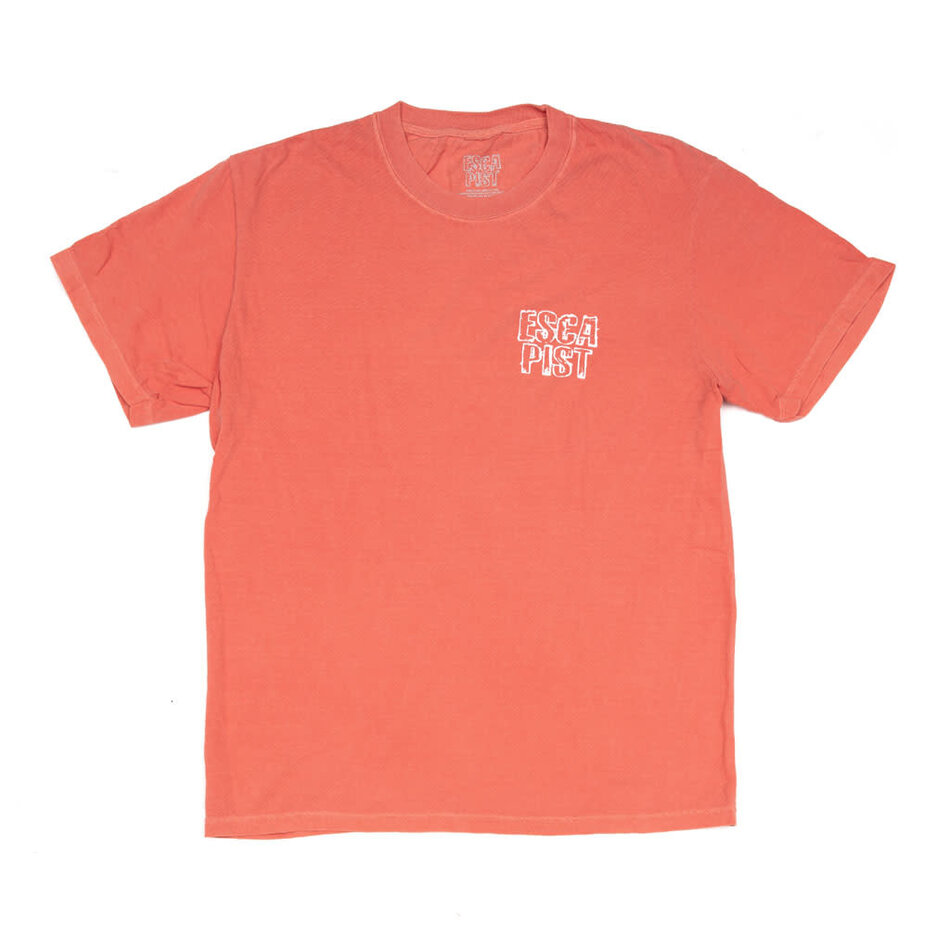 Escapist Outline Stacked Left Garment Dyed T-Shirt Bright Salmon
