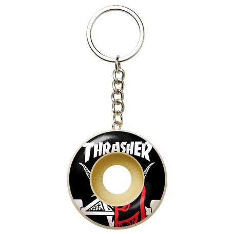 Spitfire x Thrasher Swirl Wheel Keychain White