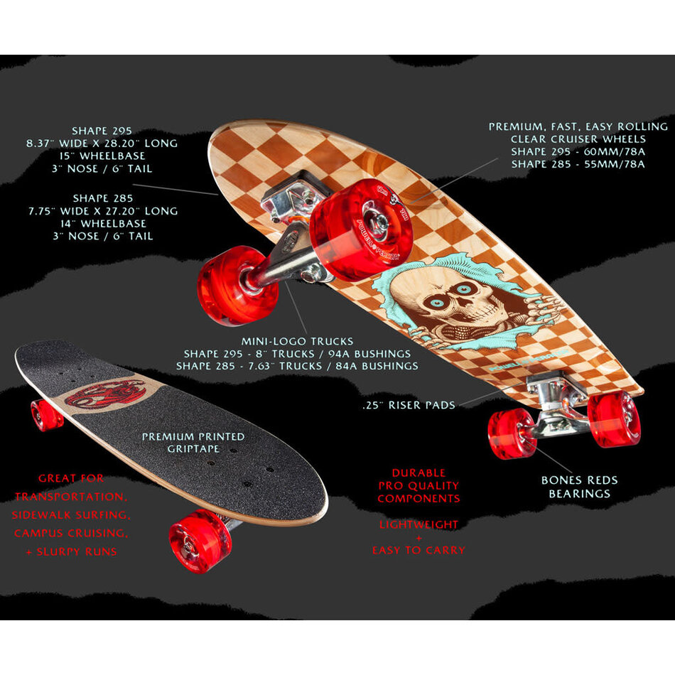 Powell Sidewalk Surfer Quad Checker Ripper Complete Cruiser Birch