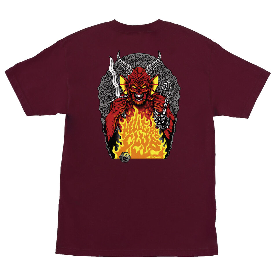 Santa Cruz Stranger Things Hellfire Pit Heavyweight T-Shirt Maroon