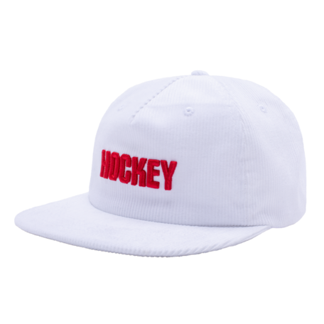 Hockey Corduroy 5 Panel Hat White