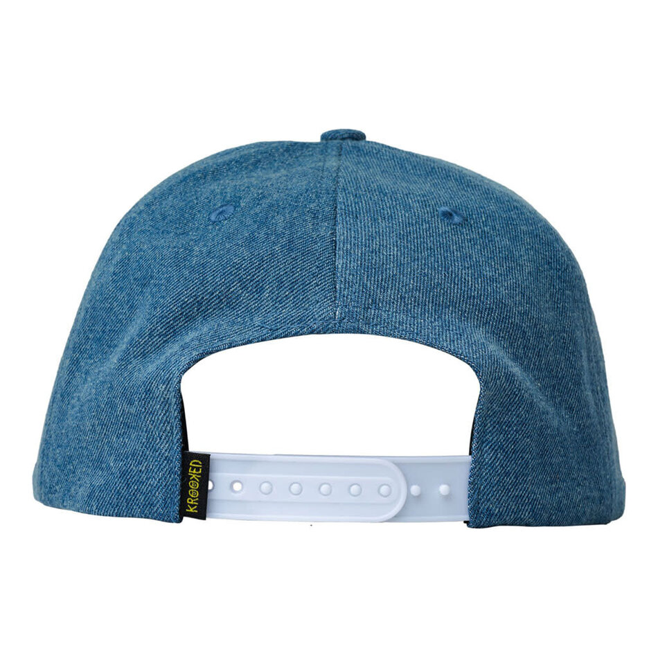 Krooked Eyes Snapback Washed Denim Hat Blue