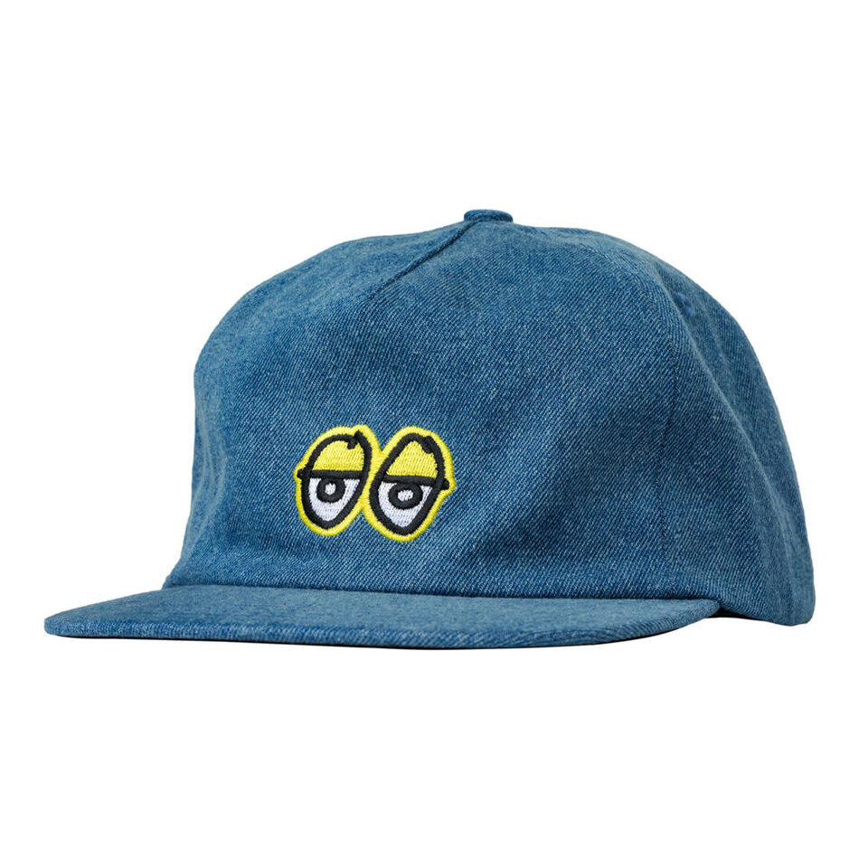 Krooked Eyes Snapback Washed Denim Hat Blue