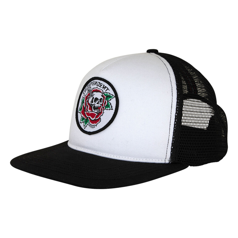 Independent Dressen Skull Rose Snapback Structured Hat White/Black