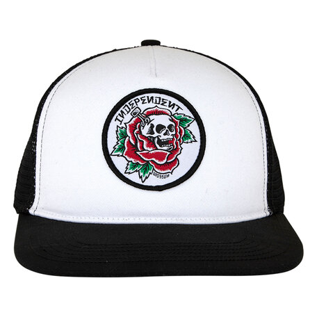 Independent Dressen Skull Rose Snapback Structured Hat White/Black