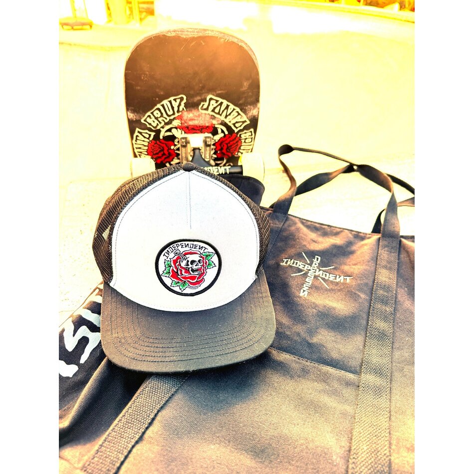 Independent Dressen Skull Rose Snapback Structured Hat White/Black