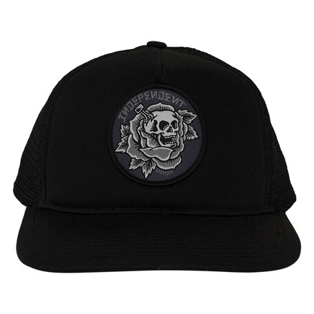 Independent Dressen Skull Rose Snapback Structured Hat Black