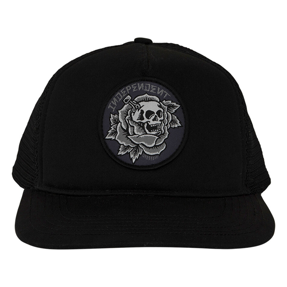 Independent Dressen Skull Rose Snapback Structured Hat Black