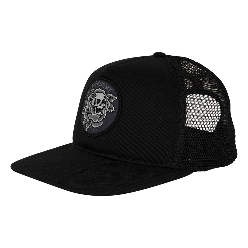 Independent Dressen Skull Rose Snapback Structured Hat Black