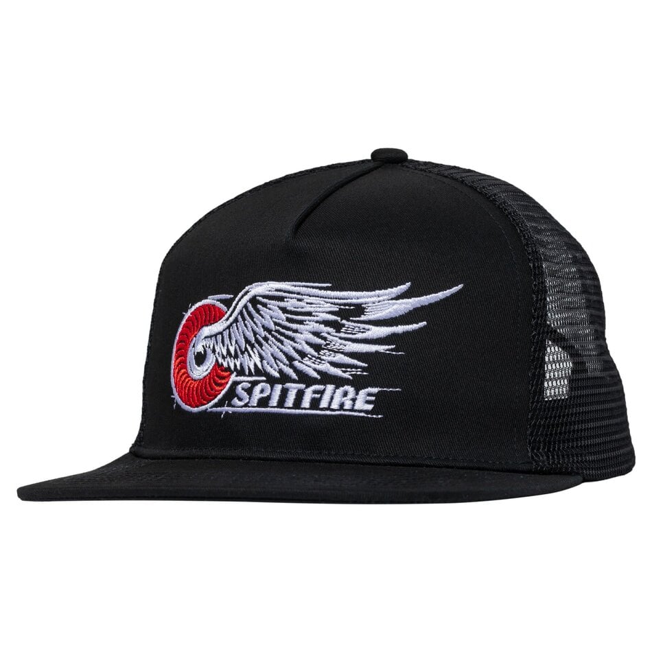 Spitfire Classic Wing Trucker Mesh Snapback Hat Black