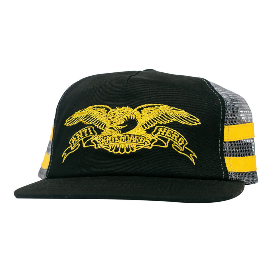 Anti Hero Basic Eagle Snapback Hat Black/Charcoal/Yellow