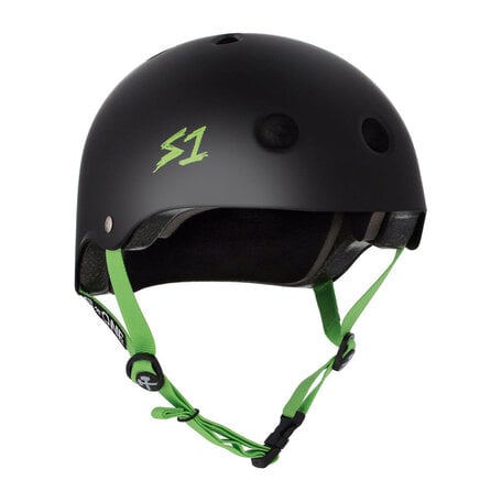 S-One Lifer Helmet Black Matte Green Strap