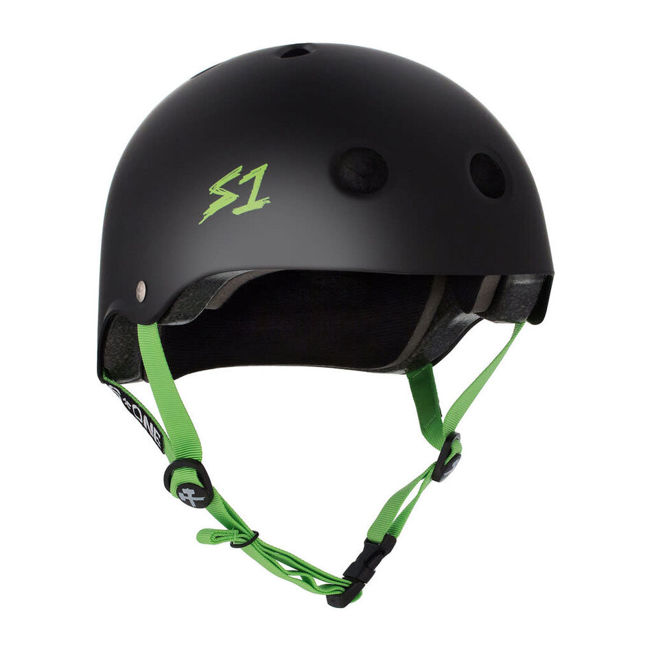 S-One Lifer Helmet Black Matte Green Strap