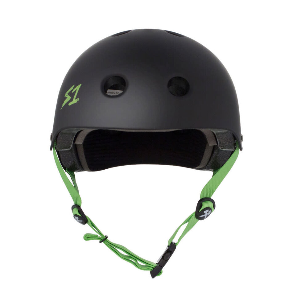 S-One Lifer Helmet Black Matte Green Strap