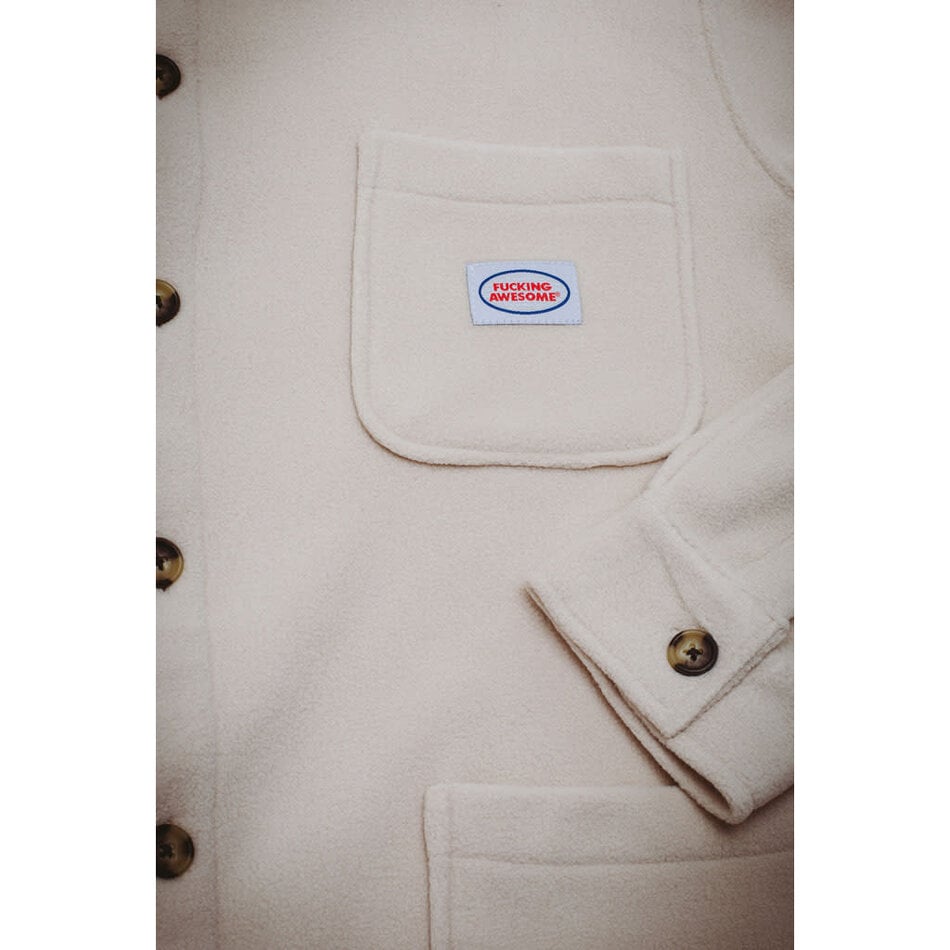 Fucking Awesome Polar Fleece Overshirt Cardigan Cream