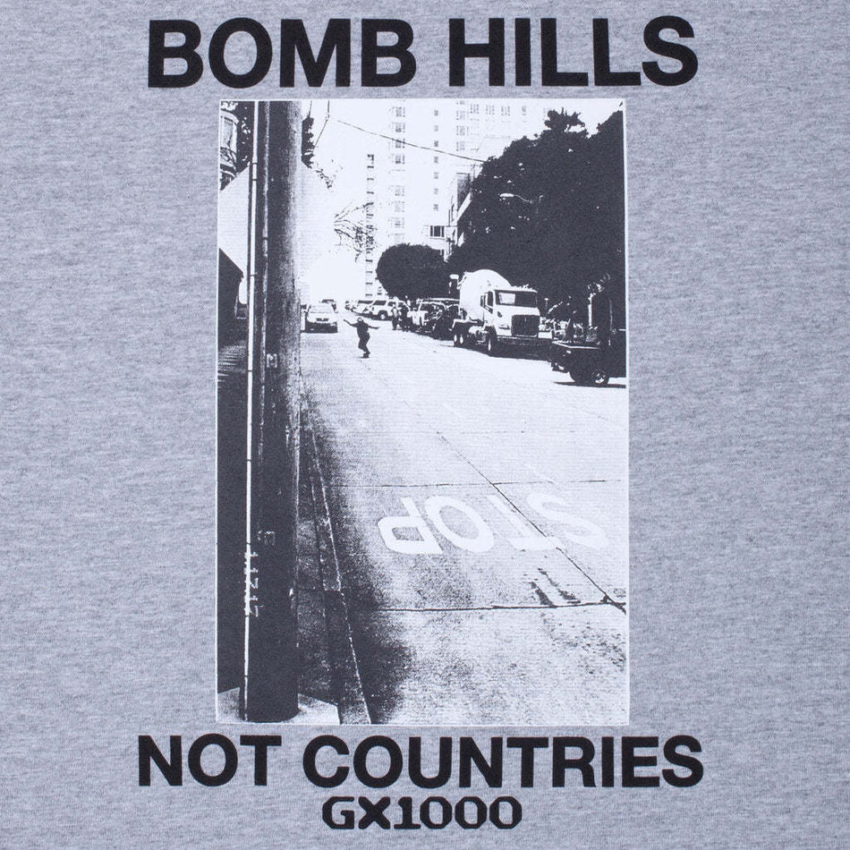 GX1000 Bomb Hills Not Countries T-Shirt Heather Grey/Black