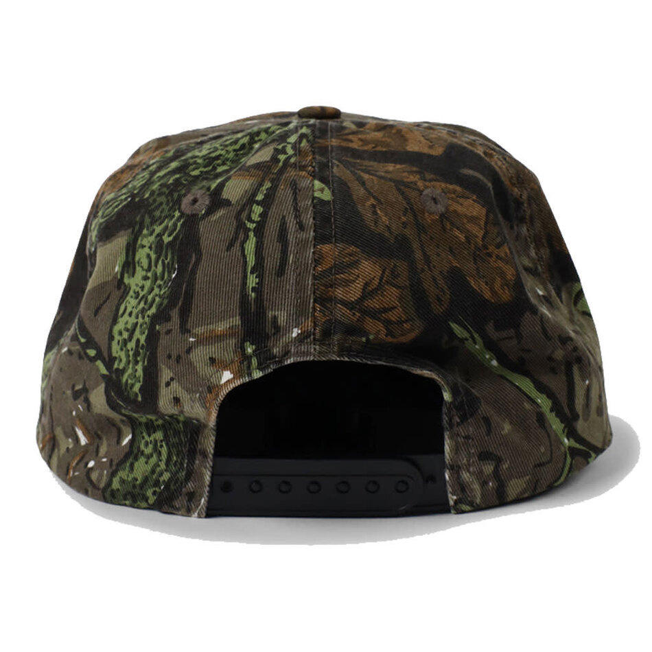 Thrasher Flame Logo Distressed Snapback Hat Camo