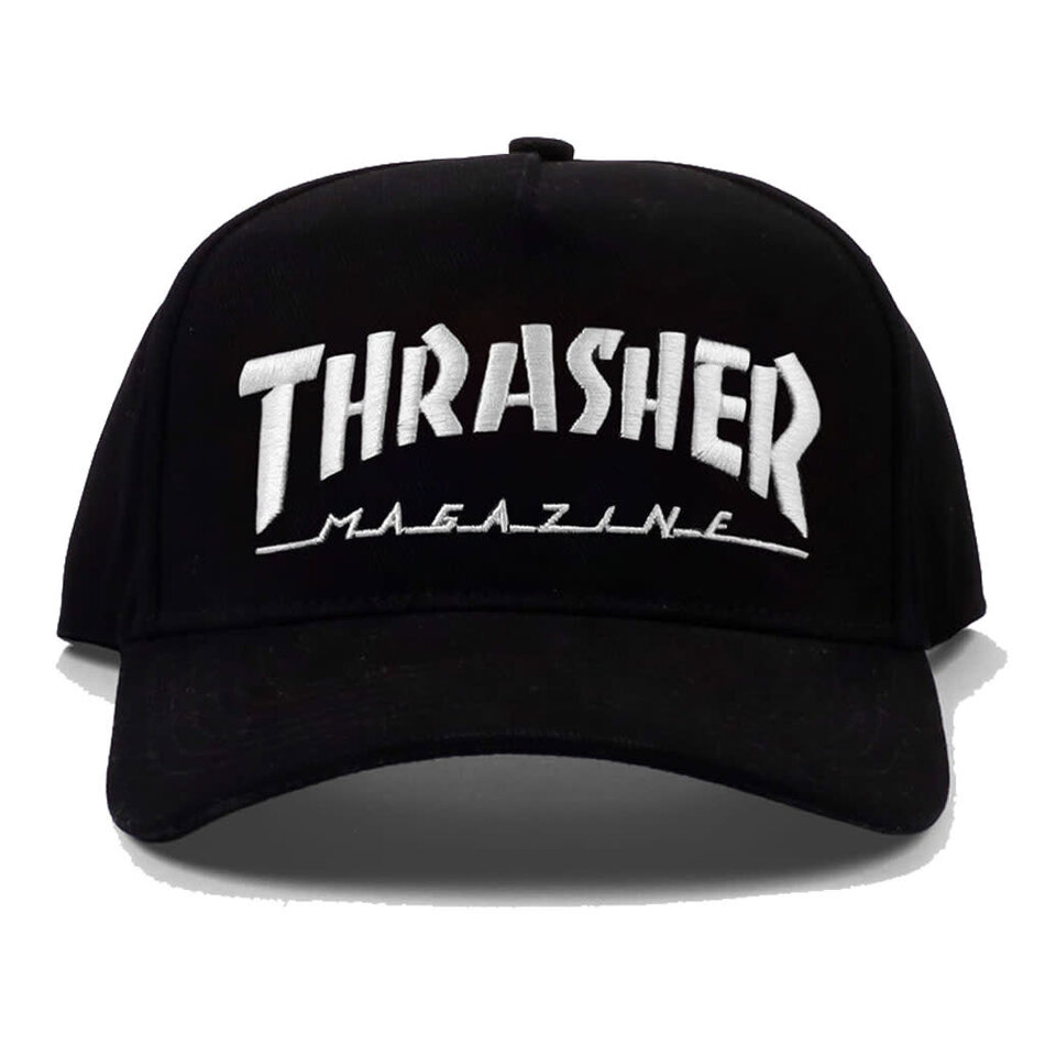 Thrasher Mag Logo Ballcap Embroidered Snapback Hat Black/White