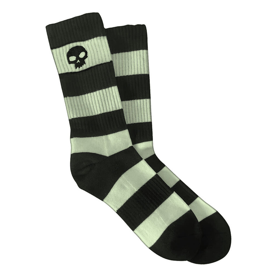 Zero Skull Stripe GITD Socks Black White