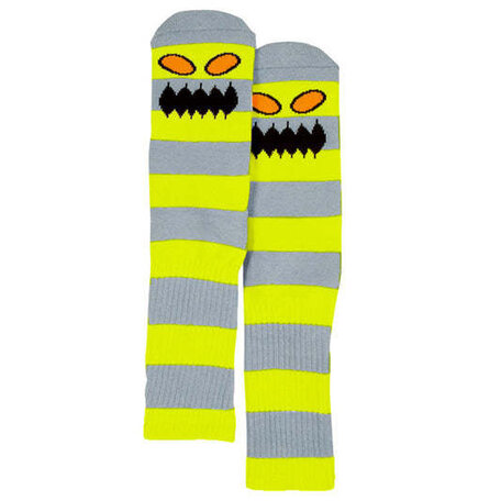 Toy Machine Monster Big Stripe Crew Socks Neon Yellow/Grey