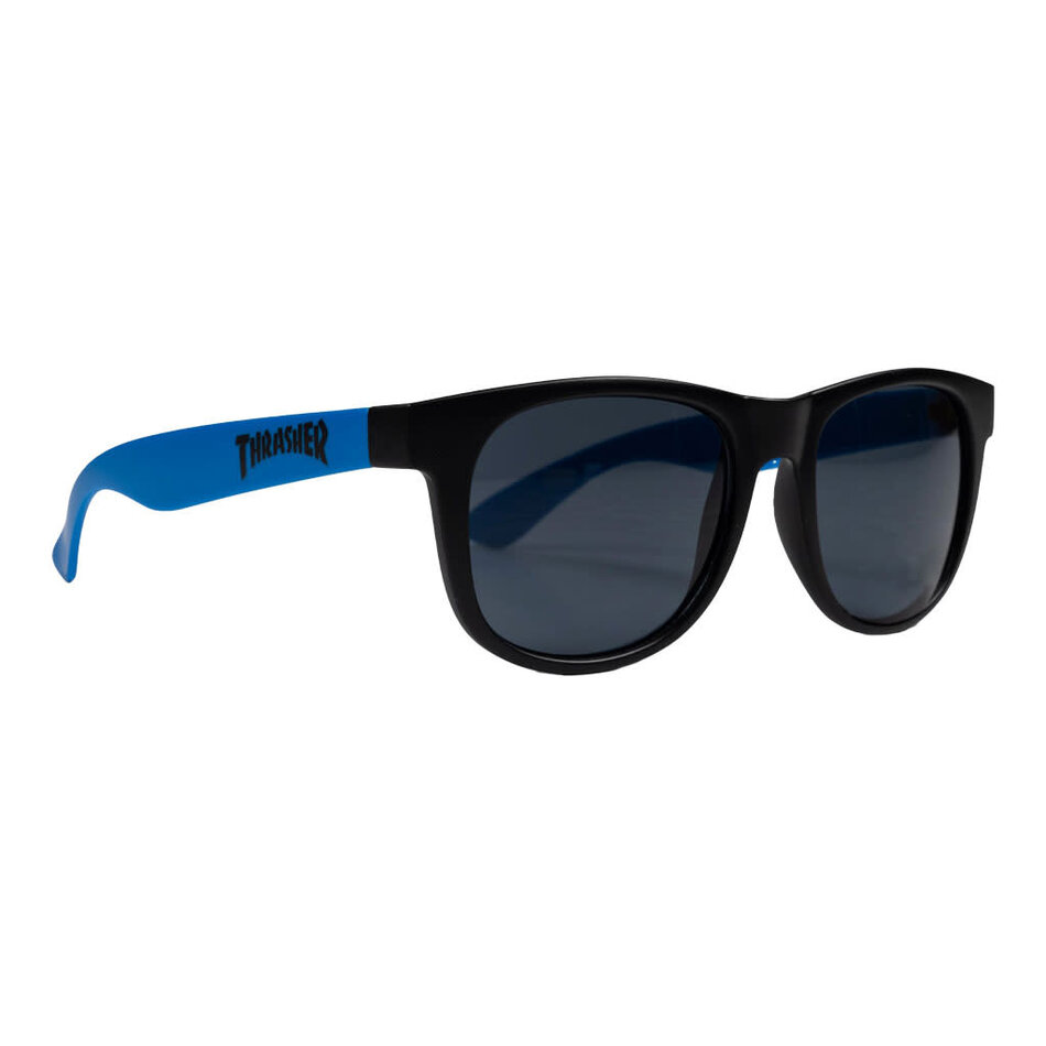 Thrasher Logo Sunglasses Black/Neon Blue