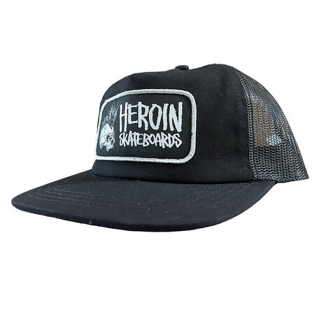 Heroin Punk Skull Trucker Snapback Hat Black