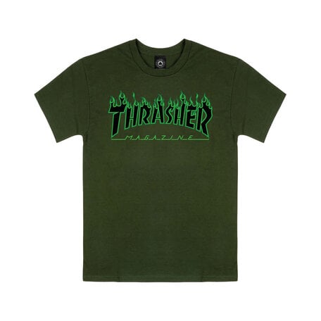 Thrasher Flame Logo T-Shirt Forest Green