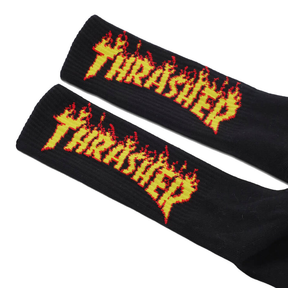 Thrasher Flame Socks Black
