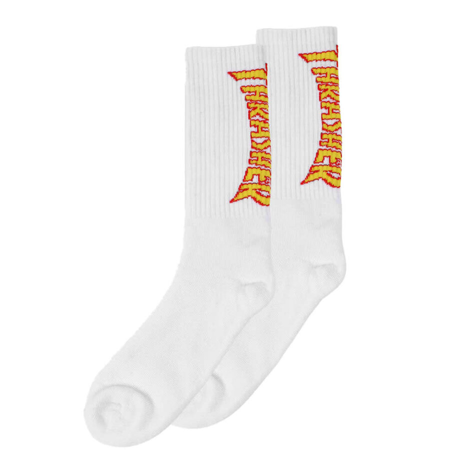 Thrasher Flame Socks White