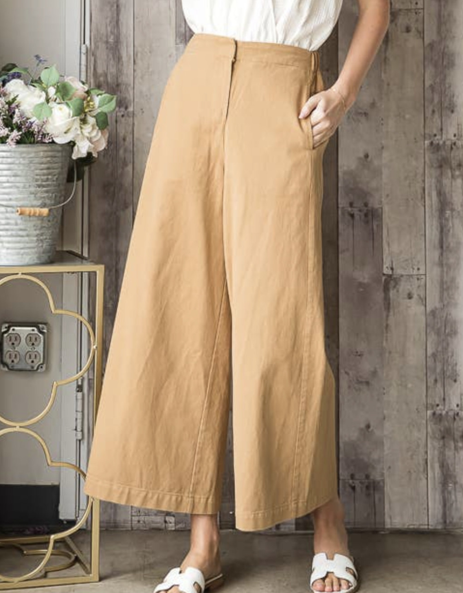 Linen Wide Leg Crop Trouser