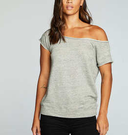 Linen French Terry Off-Shoulder Top