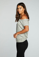 Linen French Terry Off-Shoulder Top