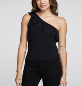 Chaser Jersey One Shoulder Ruffle Top