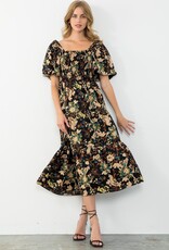 Puff Sleeve Smocked Floral Dress JH1986
