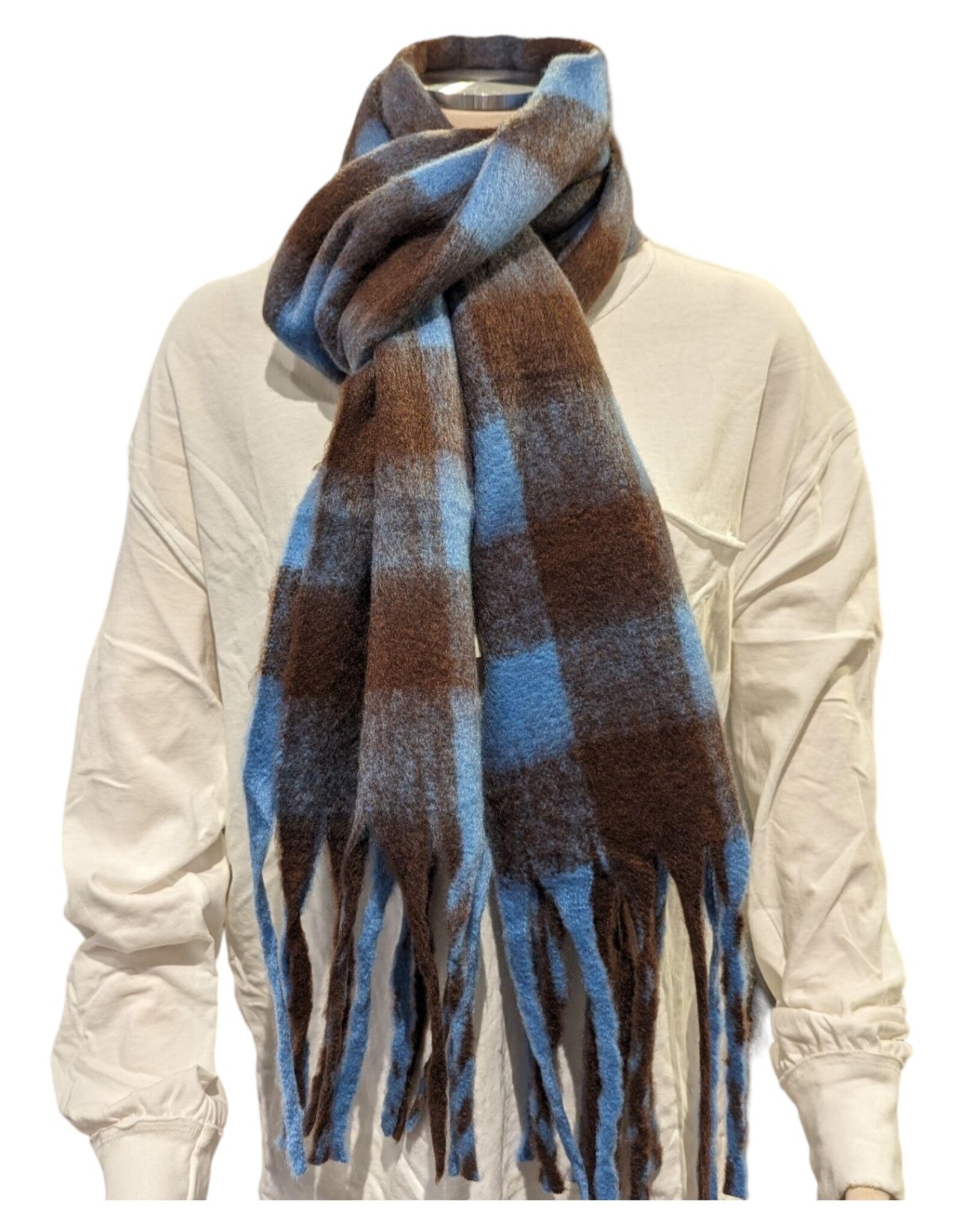 Checked tassel blanket scarf BASC-2600