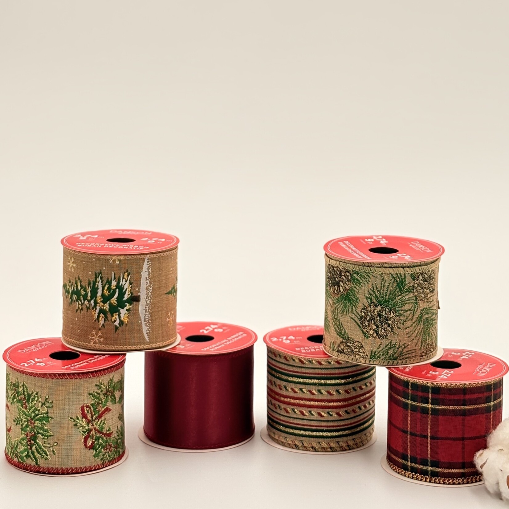 Wired Edge Fabric Ribbon – 6.35 × 274 cm