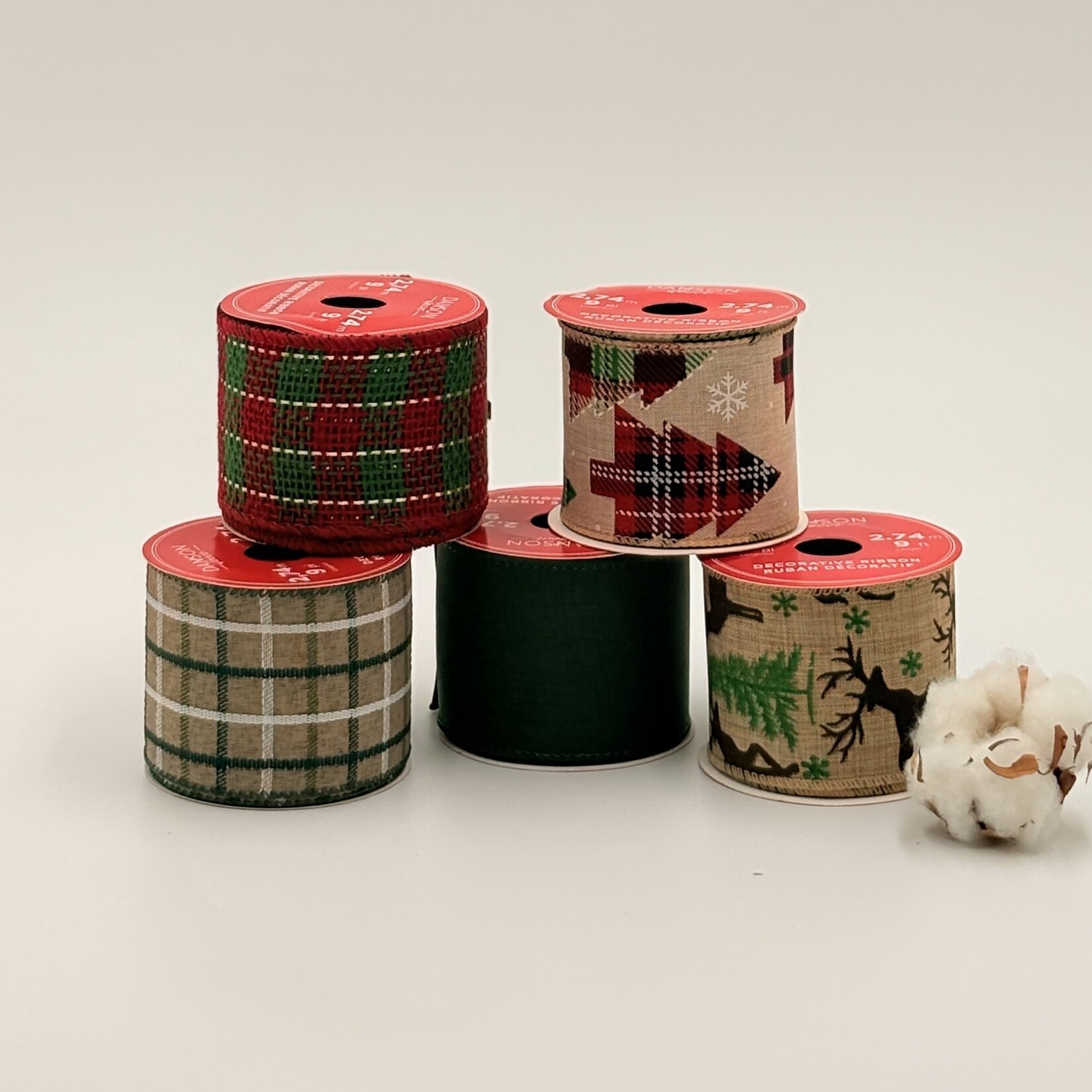 Wired Edge Fabric Ribbon – 6.35 × 274 cm