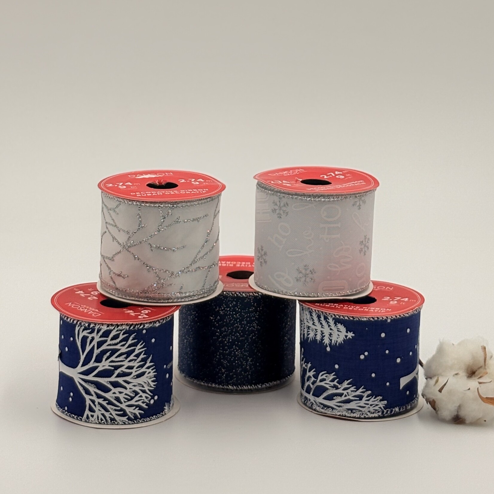 Wired Edge Fabric Ribbon – 6.35 × 274 cm