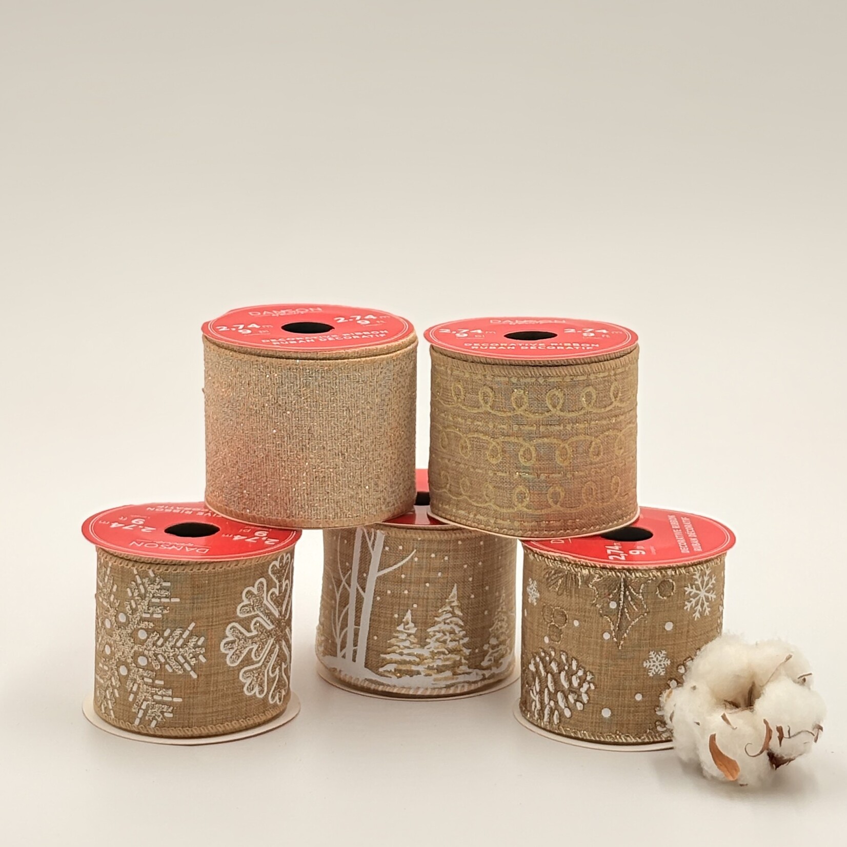 Wired Edge Fabric Ribbon – 6.35 × 274 cm