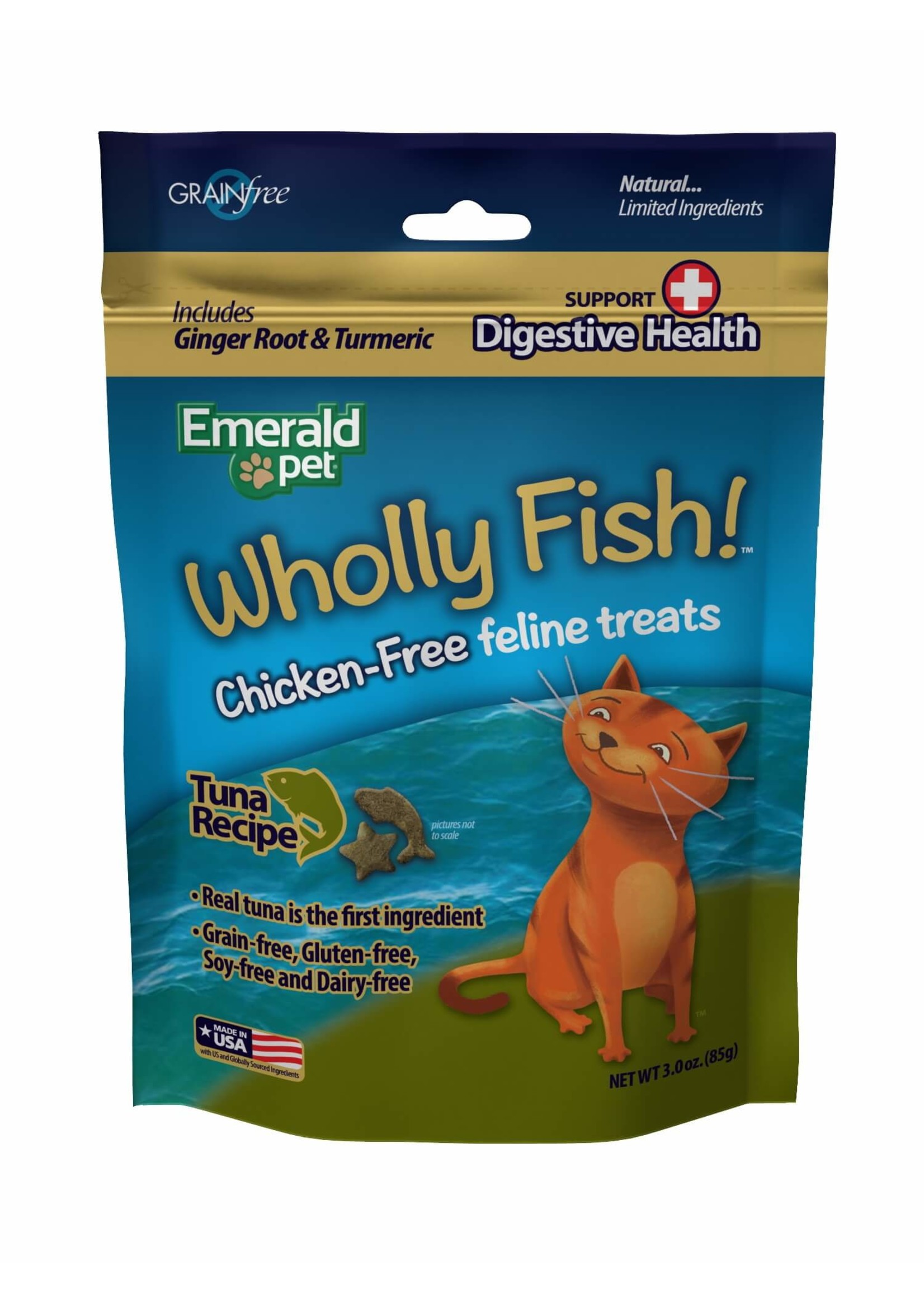 Emerald Pet Emerald Pet Feline Wholly Fish Tuna + Digestive Health Cat Treat 3 oz