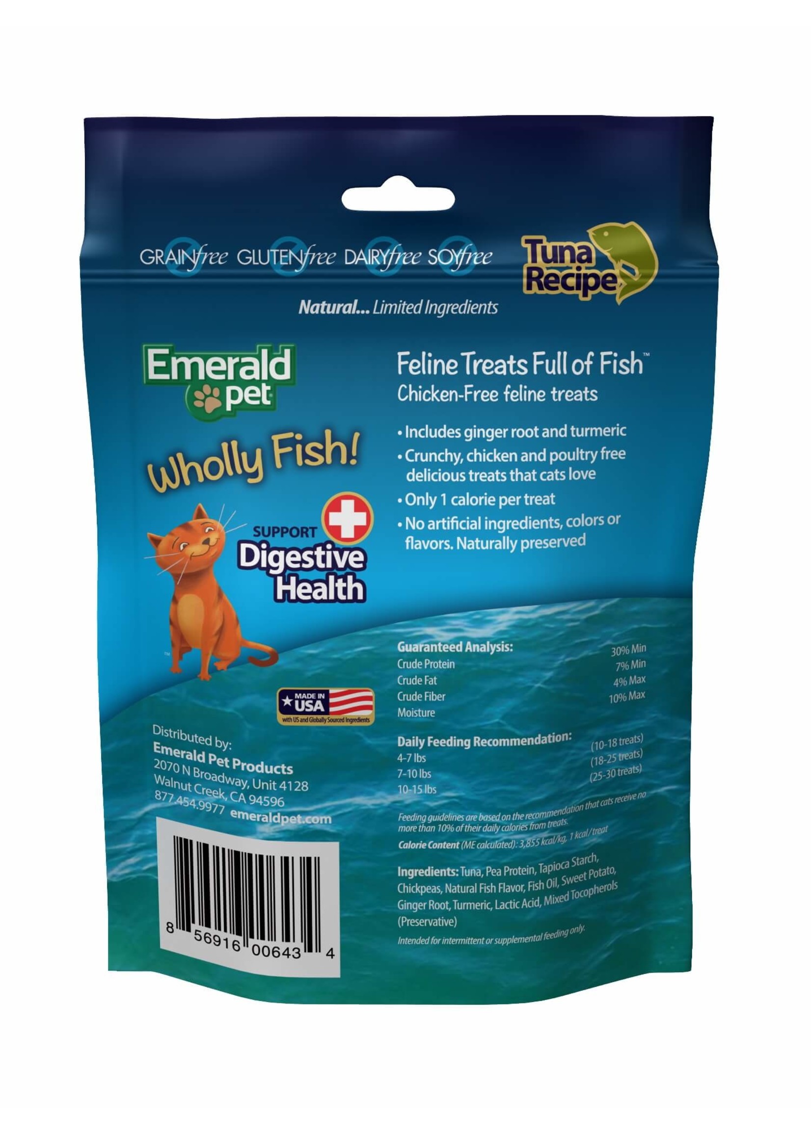 Emerald Pet Emerald Pet Feline Wholly Fish Tuna + Digestive Health Cat Treat 3 oz