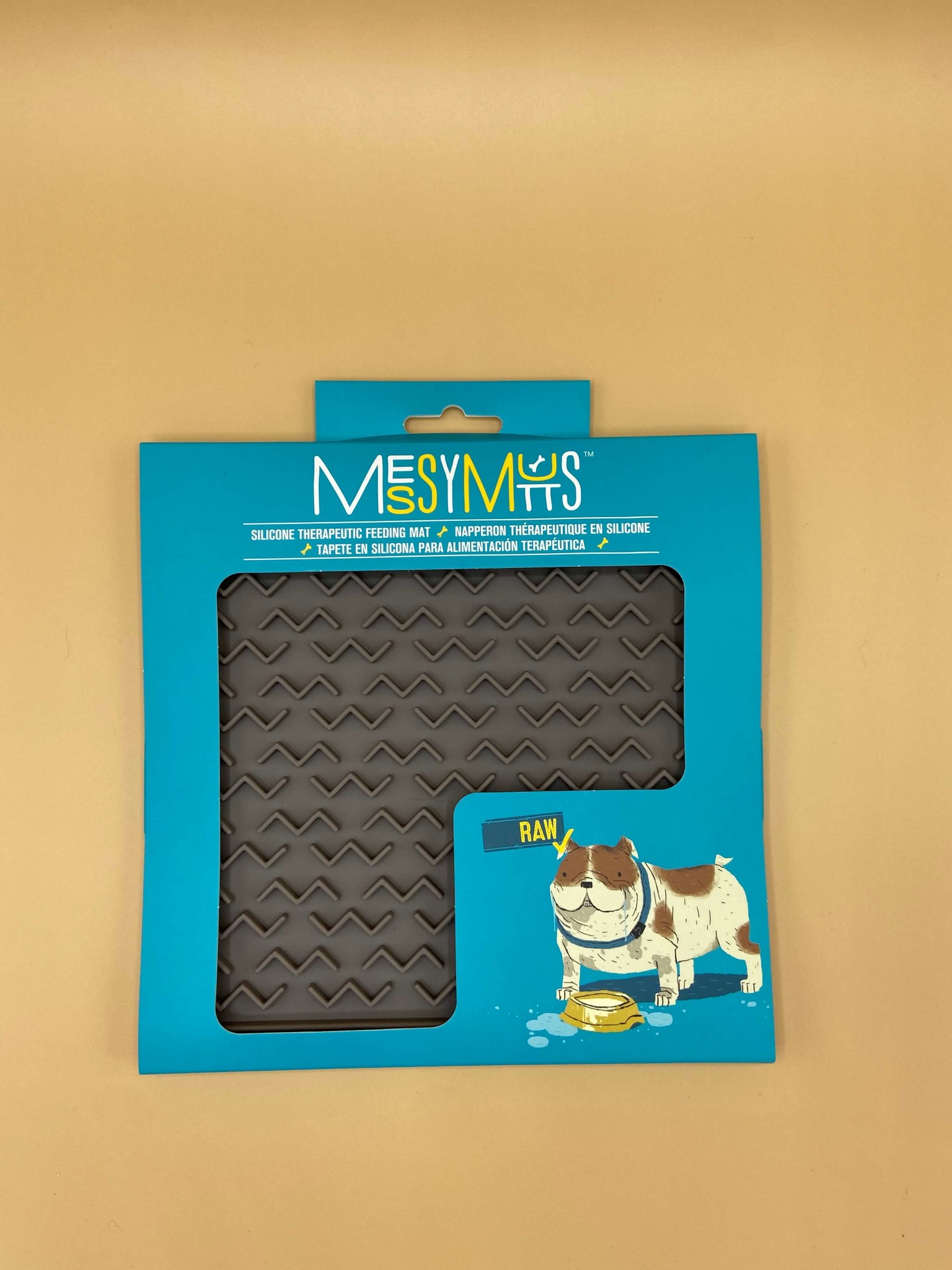 Messy Mutts Framed Silicone Interactive Licking Mat Dog Slow Feeder, Blue,  10-in x 10-in
