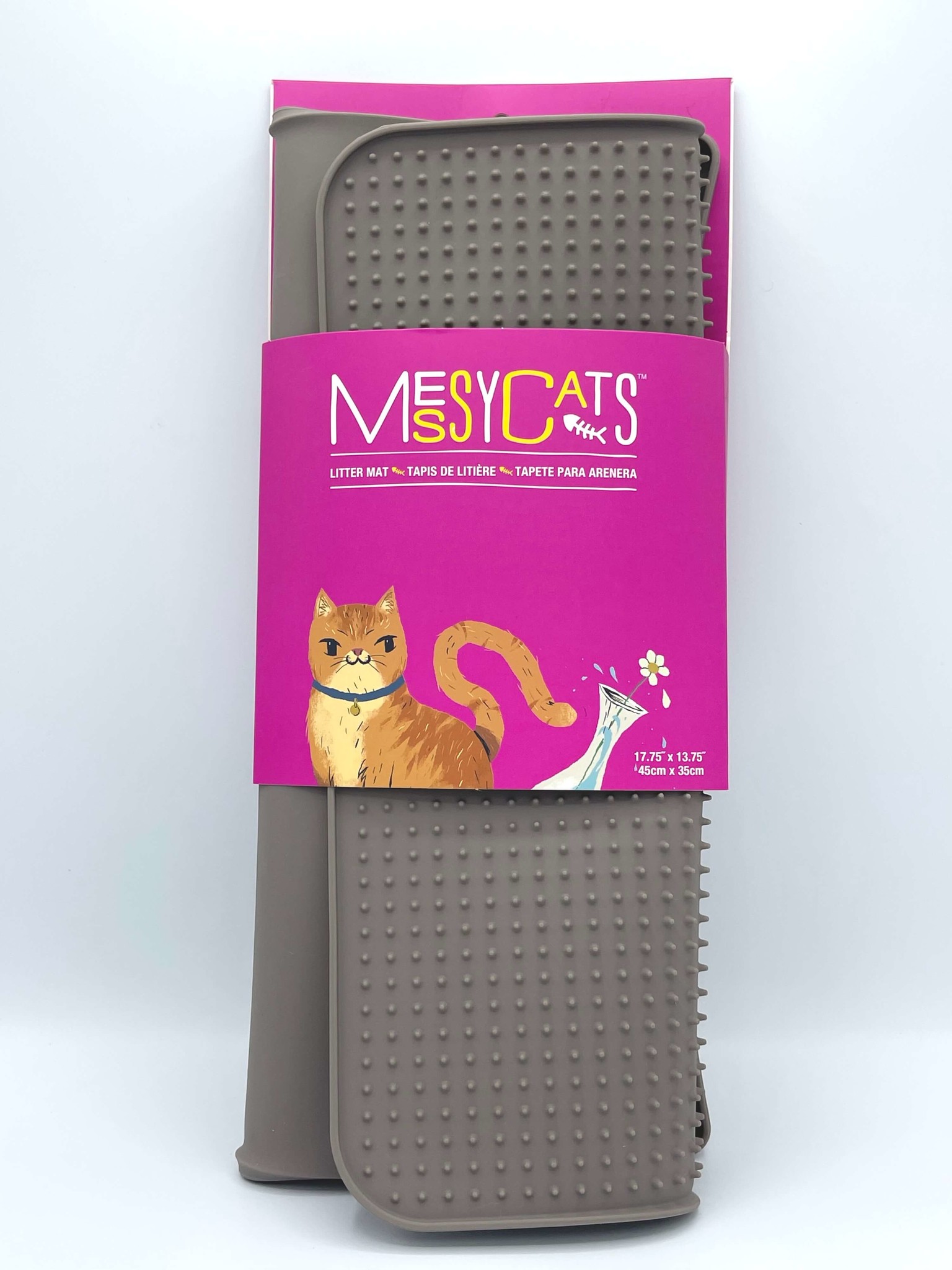 Messy Cats Silicone Litter Mat with Soft Graduated Spikes, 18 x 14,  Watermelon