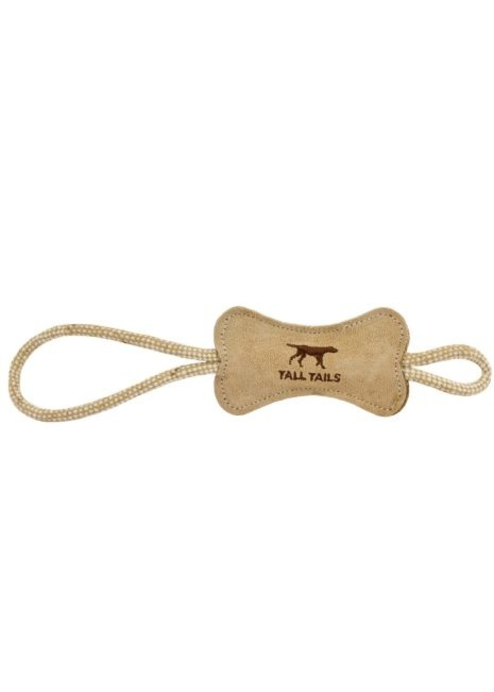 Tall Tails 12in Natural Leather Bone Tug Dog Toy