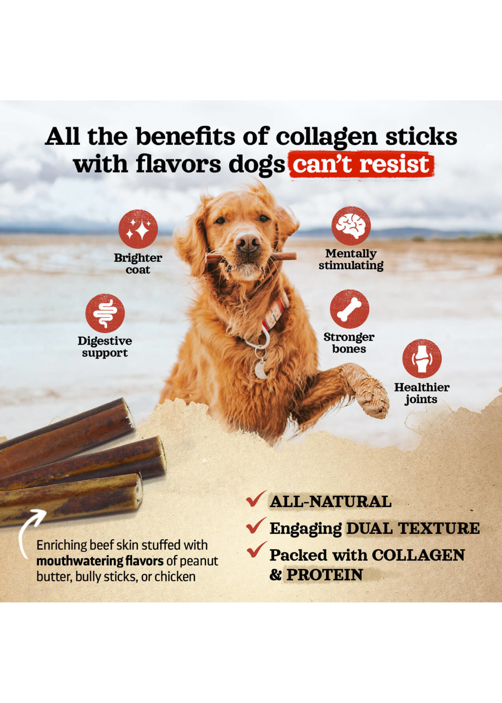 Natural Farm Natural Farm Stuffed Collagen with Real Bully Stick