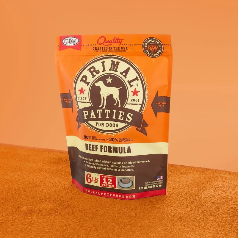 Primal Canine Raw Frozen Patties Beef Skilos, A Family Pet Store